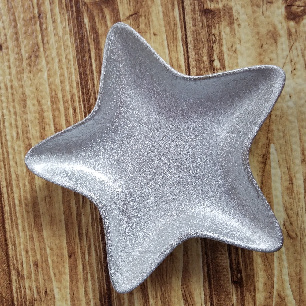 Shimmering Star Shaped Silver Dish Trinket Tray Plate Holiday Christmas Decor